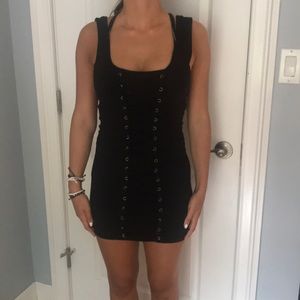 A tight black dress